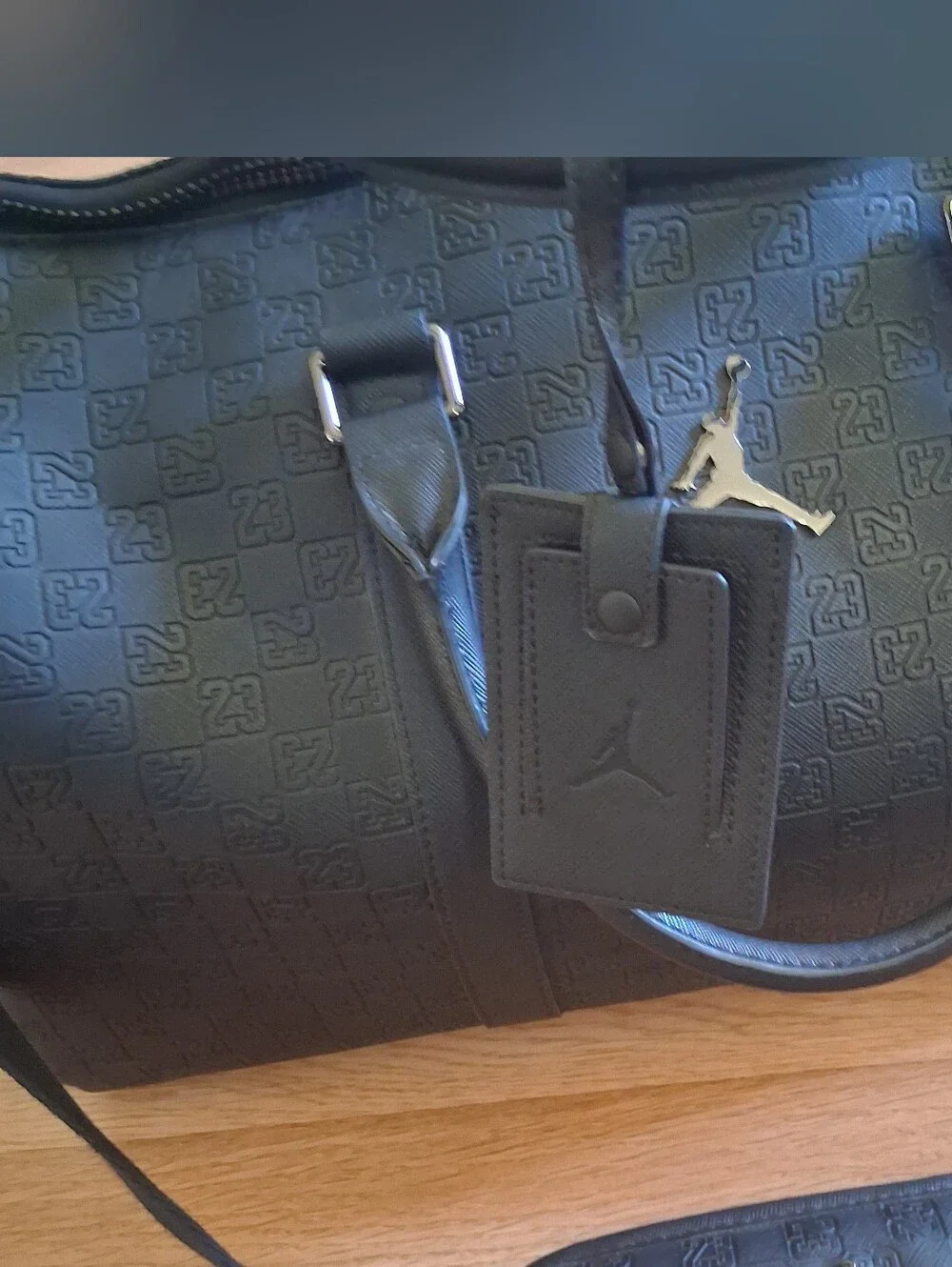 Jordan Black Embossed Travel Duffel with Signature Jumpman